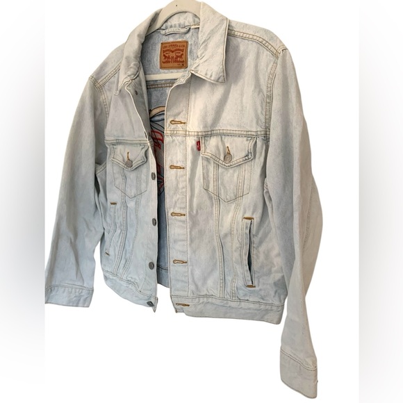 Levi's Ex Boyfriend Floral Embroidered Trucker Jacket Size XL EUC - Picture 6 of 12